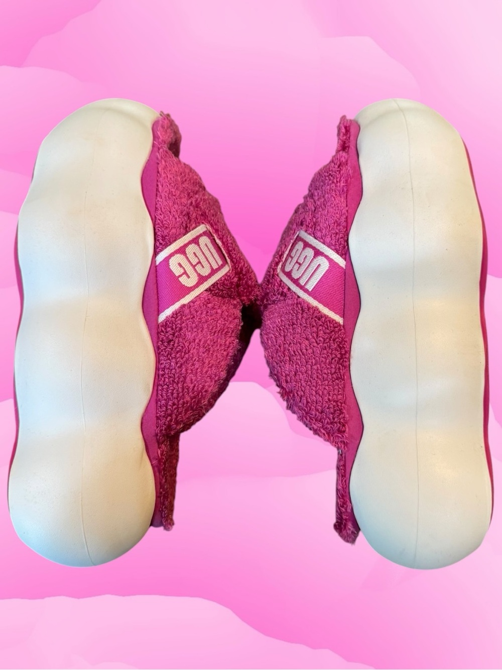 UGG Sugarcloud Slide In Dragon Fruit Pink Terry With 3" Platform 🌺 Sandals Sz 8 - Picture 9 of 16